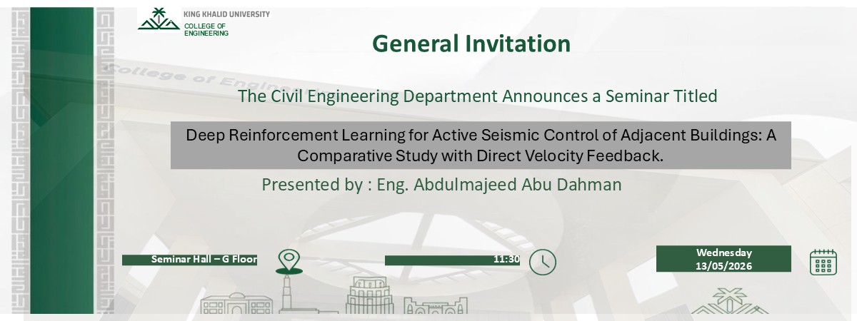 SEMINAR: Deep Reinforcement Learning for Active Seismic Control of Adjacent Buildings: A Comparative Study with Direct Velocity Feedback.